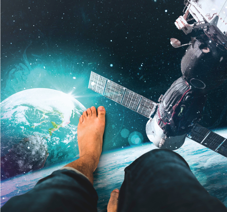 űrállomás és föld bolygó jellegű vinil szőnyeg - TenStickers