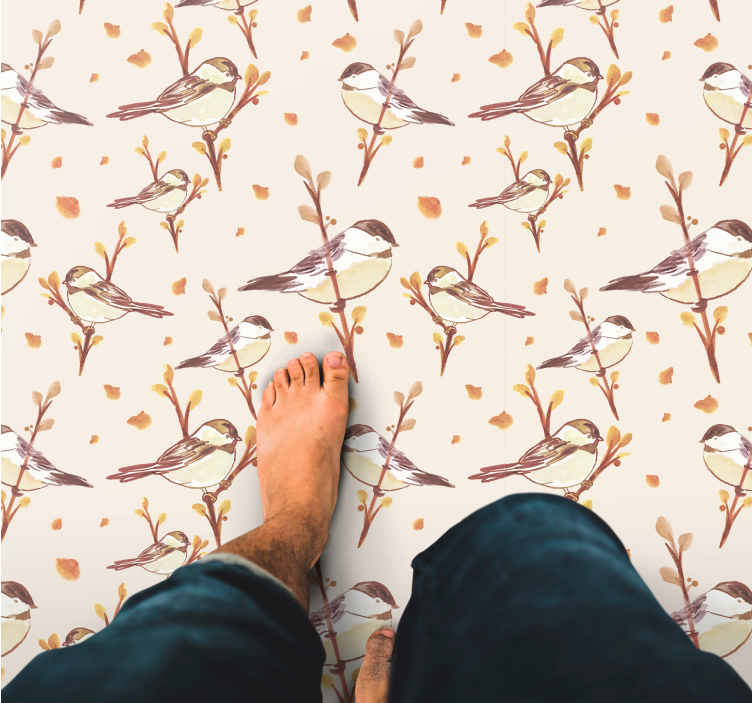Varázslatos madármotívumok vinil szőnyeg virágok és növények - TenStickers