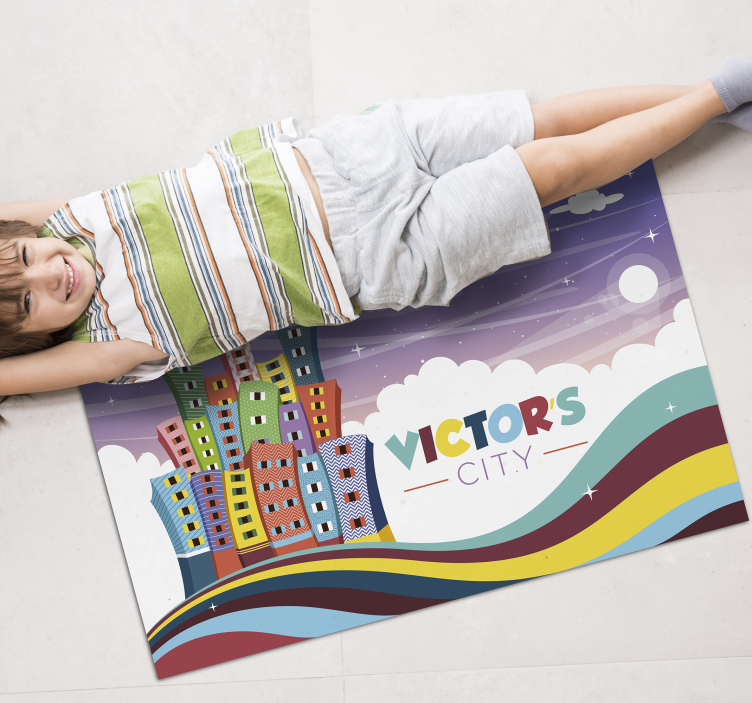 Városkép szivárvány Vinil szőnyeg nevekkel - TenStickers
