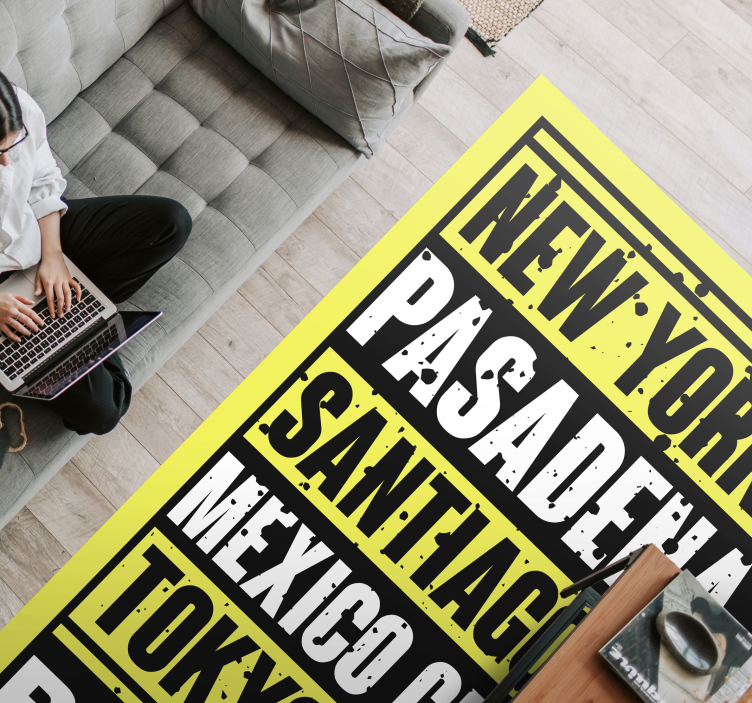 Városnevek egyedi bakelit szőnyeg - TenStickers