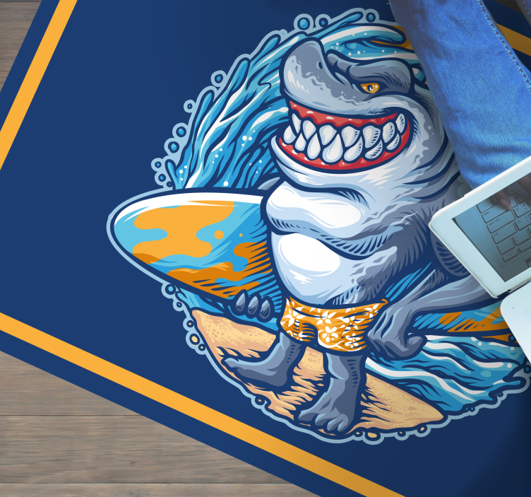 Vidám cápa karakter vinil szőnyeg tinik - TenStickers