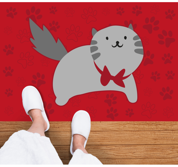 Vidám macska illusztráció vinil szőnyeg állat - TenStickers