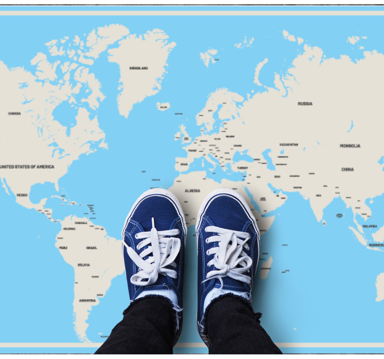 Világos színek országnevekkel világtérkép - TenStickers