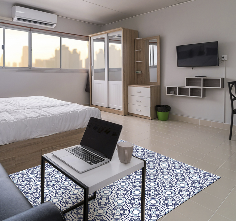 Csodálatos világoskék csempe vinil hálószoba szőnyeg - TenStickers