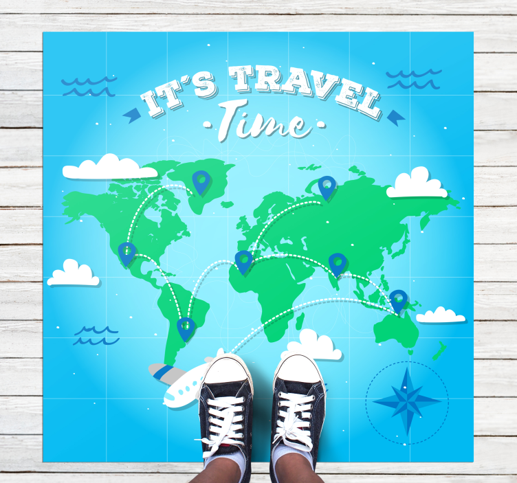 Világtérkép feltárása vinil szőnyeg világtérkép - TenStickers