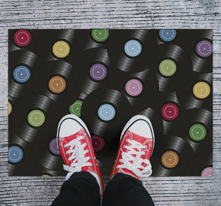 Vinil szőnyeg vinyl lemezek vintage szőnyeggel - TenStickers