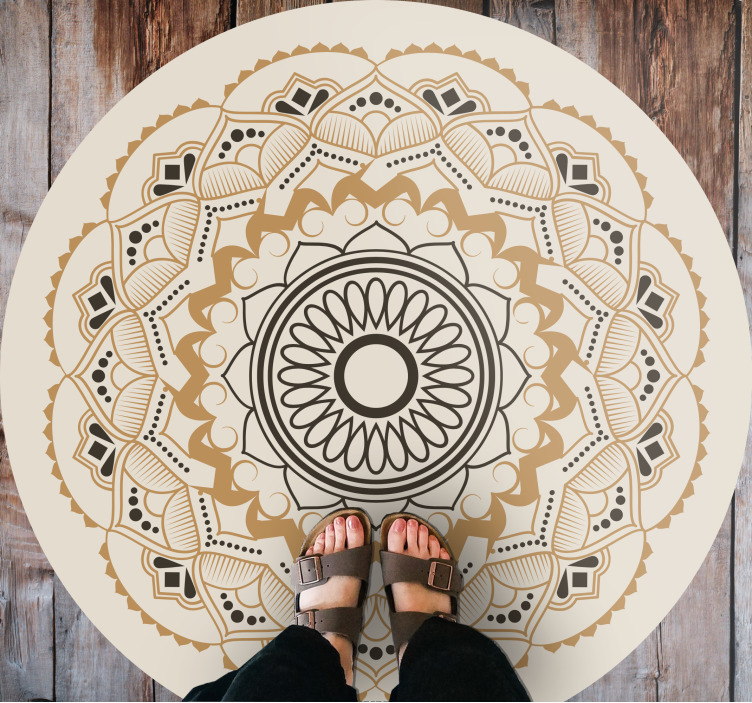 vinil szőnyeg mandala beige Mandala Kör alakú design - TenStickers