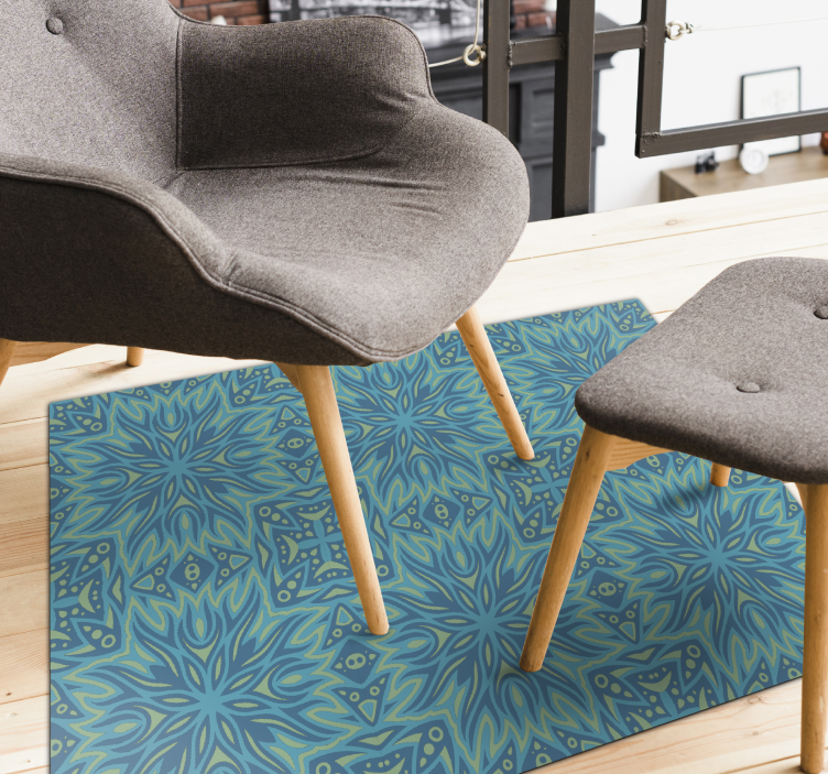 Kék ihlette szimmetria Vinil szőnyeg kék - TenStickers