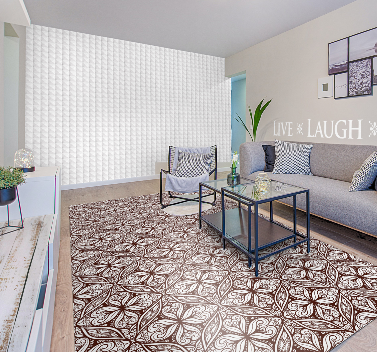 vinil szőnyeg szüret barna virágmintás - TenStickers