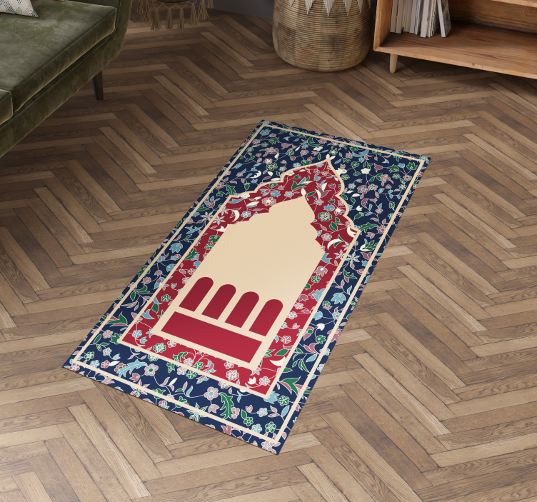 Vinil szőnyeg téglalap virágmintás perzsa orbánc - TenStickers