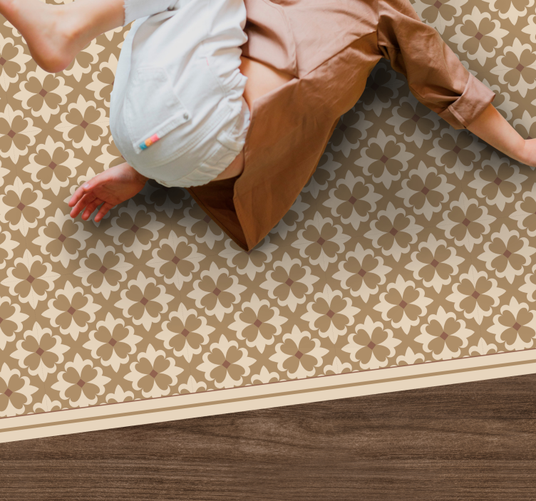 Vintage bézs négyzet alakú mintás csempe szőnyeg - TenStickers