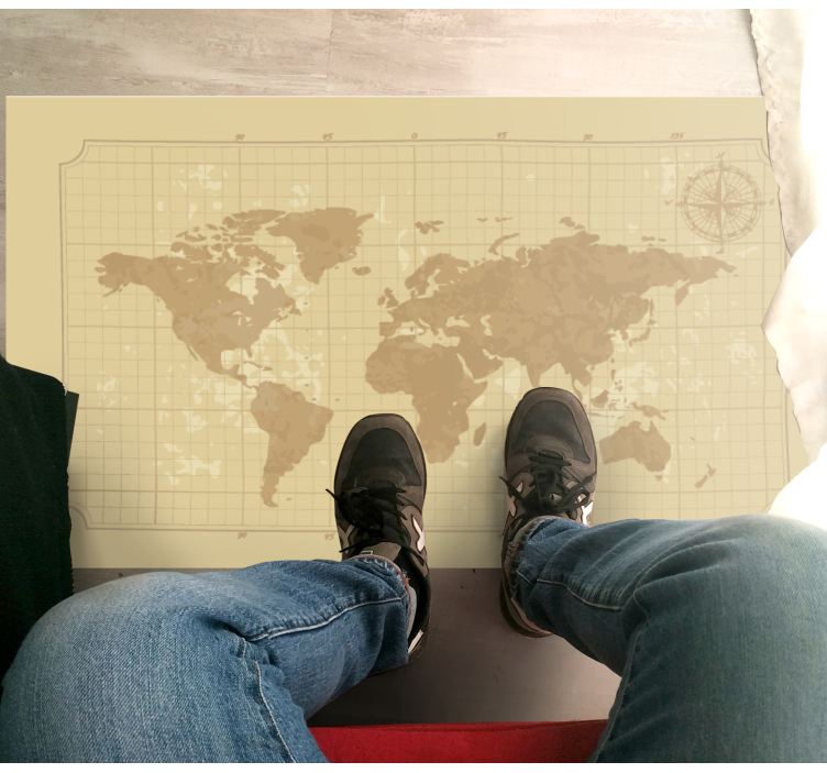 Vintage grafikus térkép vinil szőnyeg világtérkép - TenStickers