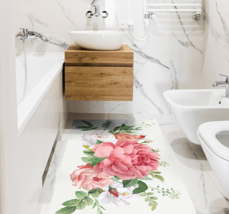 Virágok és rózsák virágos vinil szőnyeg - TenStickers