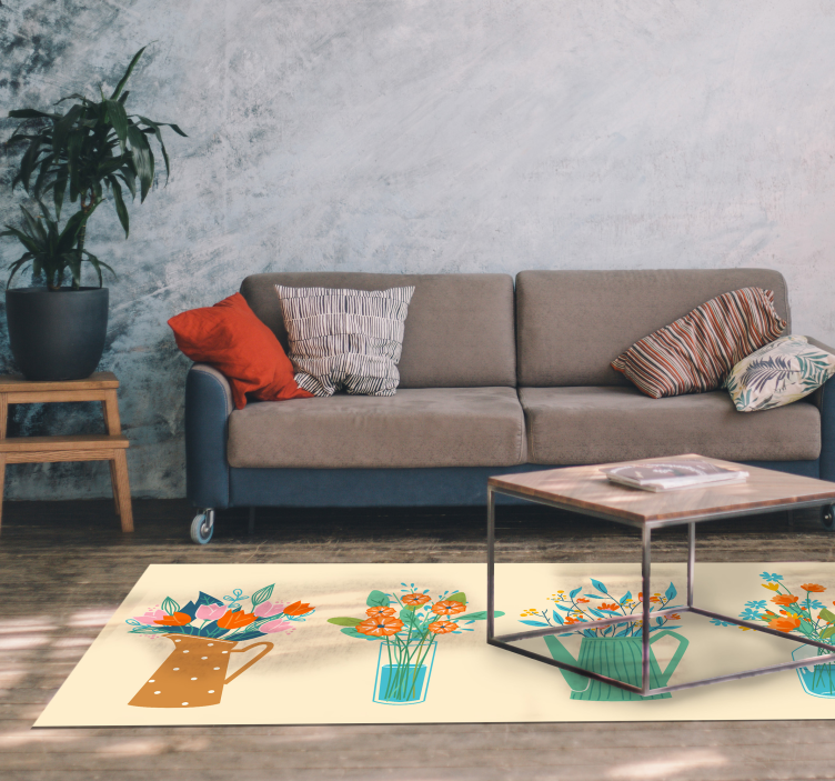 Virágos asztaldísz vinil szőnyeg virágok és növények - TenStickers