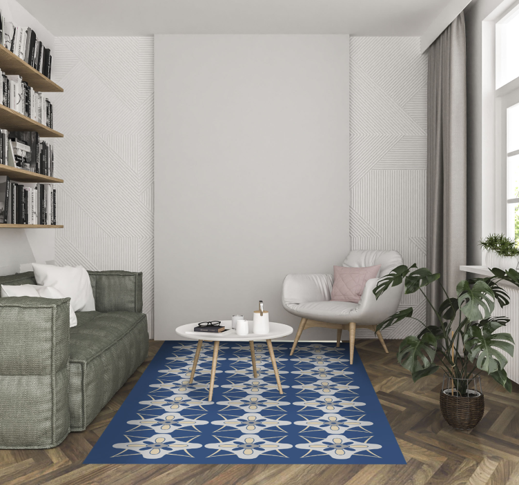 Virágos csempe kompozíció vinil szőnyeg csempe hatás - TenStickers