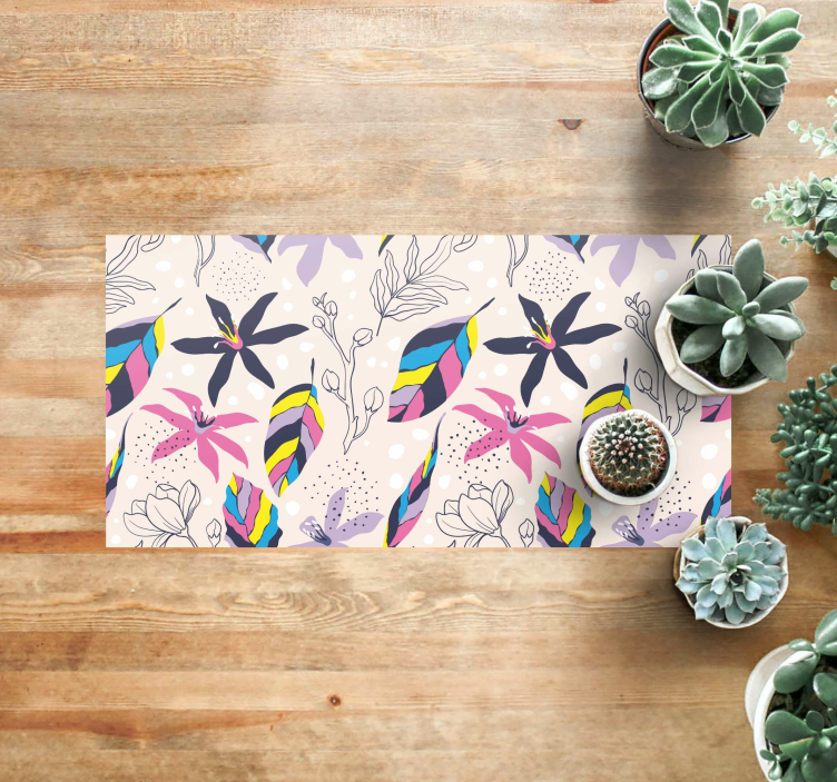 Virágos fantázia vinil szőnyeg virágok és növények - TenStickers