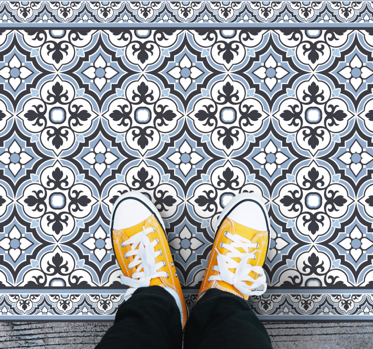 Virágos geo minta Márvány vinil szőnyeg - TenStickers