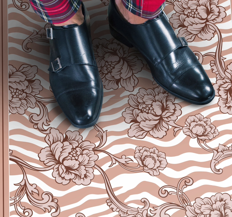 Zebra virágos fúzió vinil szőnyeg hálószoba - TenStickers