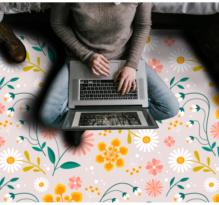 Pázsit virágmintás vinil szőnyeg növényekkel - TenStickers