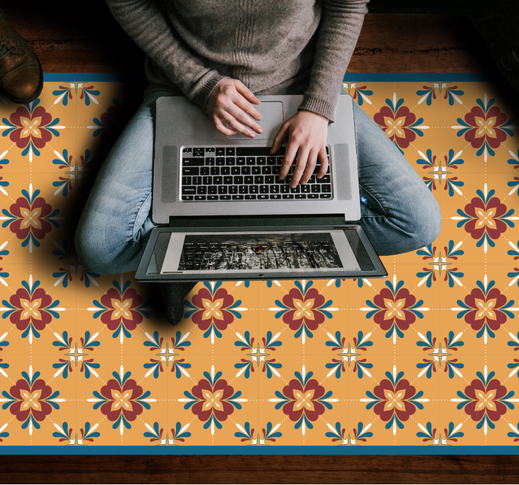 Virágos mozaik harmónia vinil szőnyeg csempe hatás - TenStickers