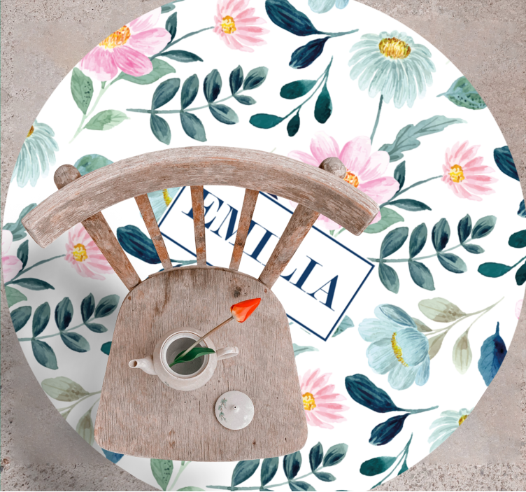 Virágos név személyre szabása vinil szőnyeg hálószoba - TenStickers