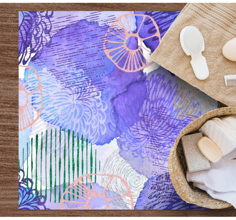 Virágos örvényminták vinil szőnyeg fürdő esetében - TenStickers