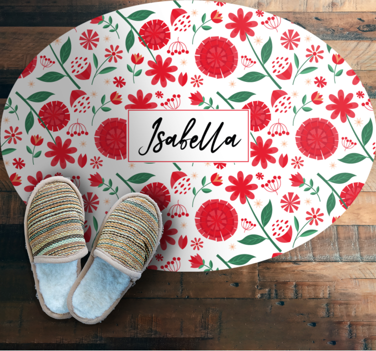 Egyedi piros virágok vinil szőnyeg hálószoba - TenStickers