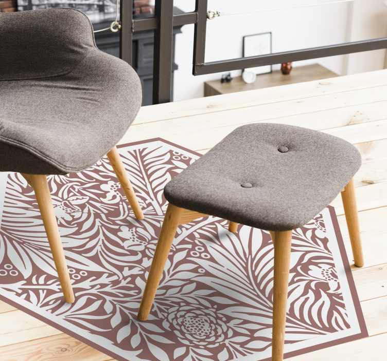 Virágszimmetria hatszög vinil szőnyeg virágok és növények - TenStickers