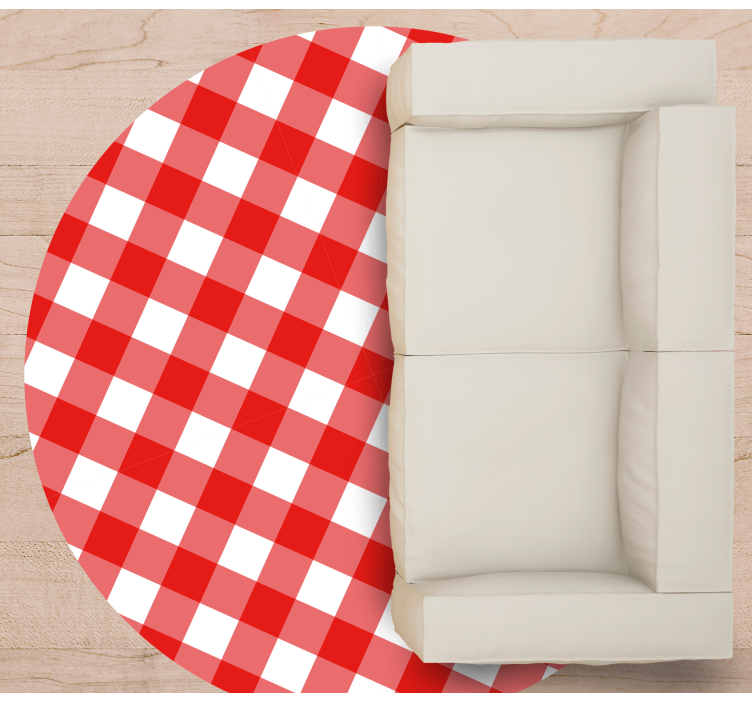 Vörös és fehér mintás négyzetes körszőnyeg - TenStickers