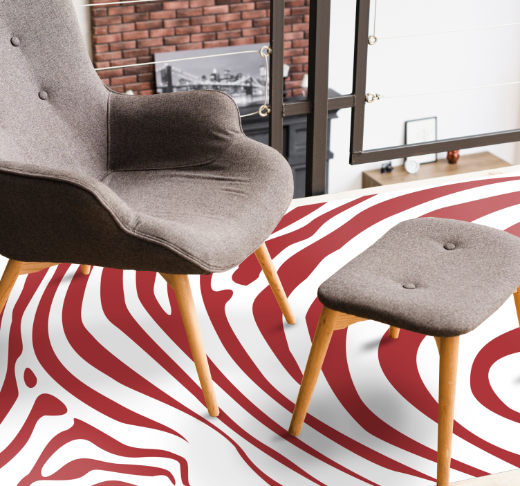 Vörös zebracsíkok állati nyomtatású vinilszőnyeg - TenStickers