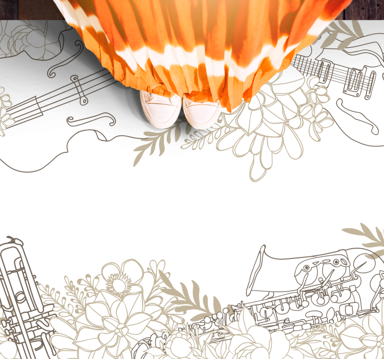 Zenés virágkötészet vinil szőnyeg virágok és növények - TenStickers