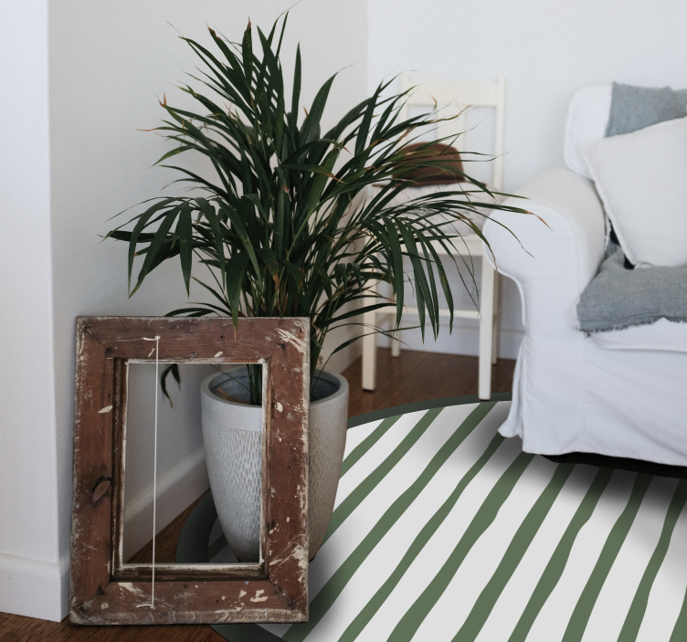 Zöld csíkos elrendezés vinil szőnyeg kör alakú - TenStickers