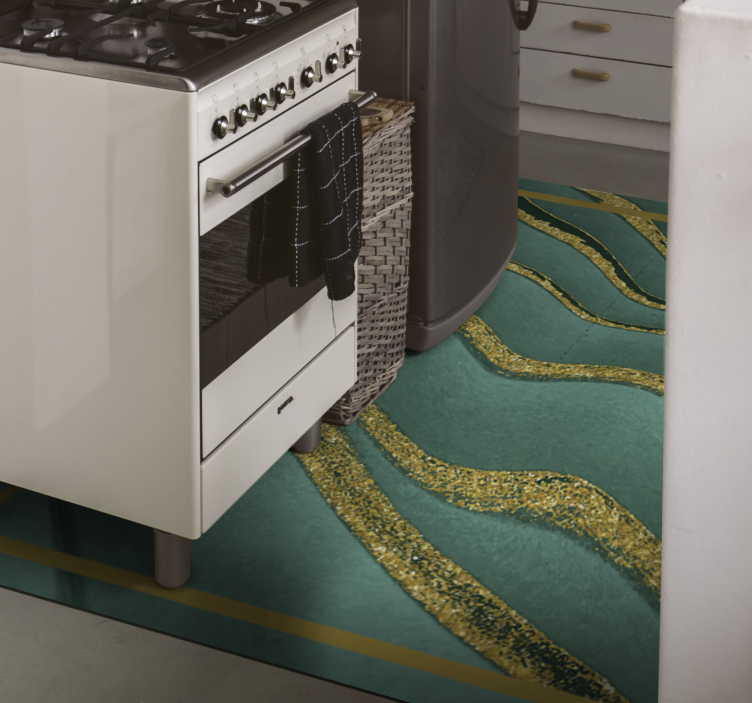 Zöld és arany márvány hatású vinilszőnyeg - TenStickers