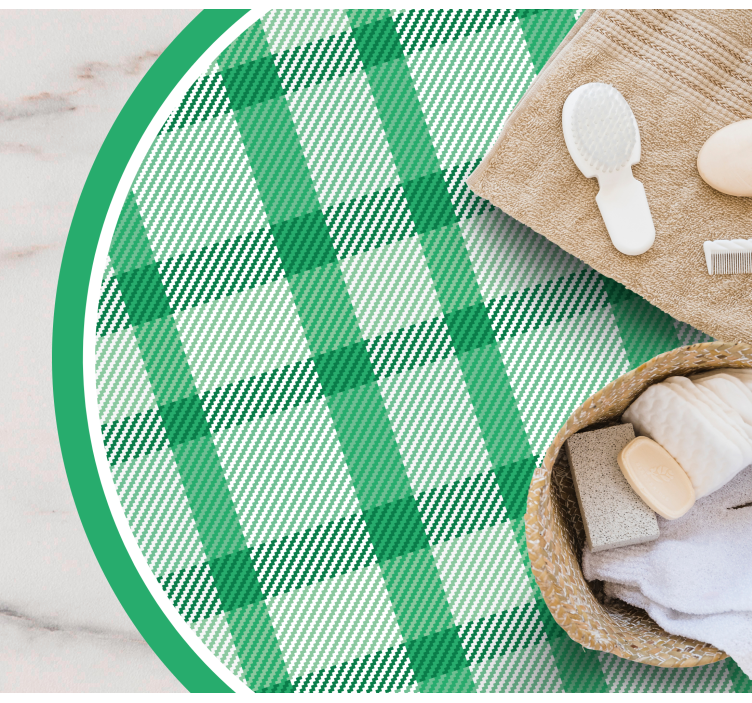 Zöld kockás minta Vinil szőnyeg kör alakú - TenStickers