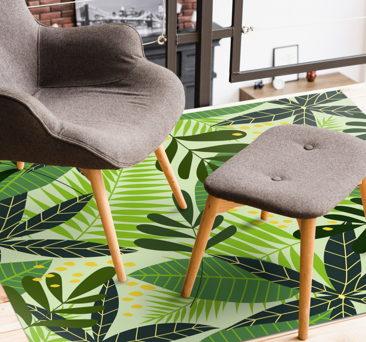 Zöld levelek virágos szőnyeg design - TenStickers