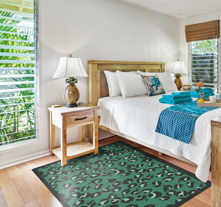 Zsálya zöld leopárdmintás állat nyomtatott vinil szőnyeg - TenStickers