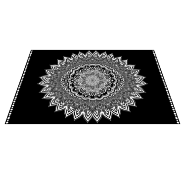 Virágos mandala design Vinil szőnyeg fekete - TenStickers