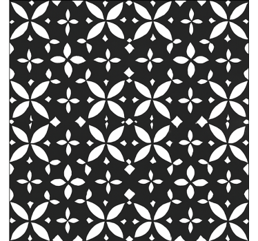 Fekete virágos geometrikus vinil szőnyeg étkező - TenStickers
