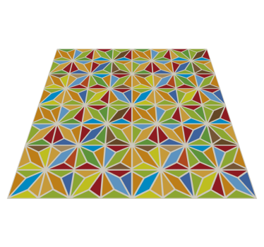 Kaleidoszkópszerű geometrikus csempe vinil szőnyeg étkező - TenStickers
