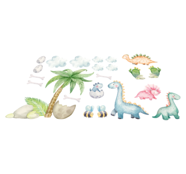 Cuki akvarell dinoszaurusz vinil szőnyeg állat - TenStickers