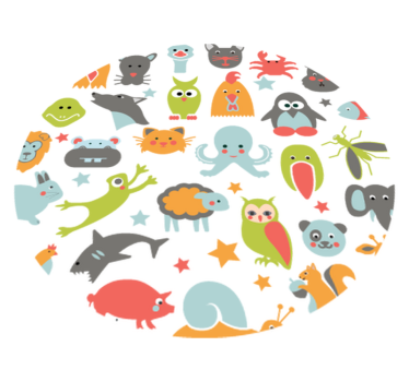Állatok a körben vinil szőnyeg állat - TenStickers