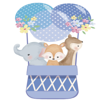 Vízfestmény állatok léghajóval vinil szőnyeg állat - TenStickers