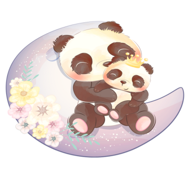 Két panda a holdon vinil szőnyeg állat - TenStickers