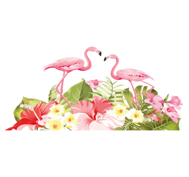 Tropical virág flamingó vinil szőnyeg állat - TenStickers