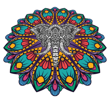Színes elefánt mandala vinil szőnyeg állat - TenStickers