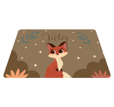 Cuki róka fiúknak névvel vinil szőnyeg állat - TenStickers