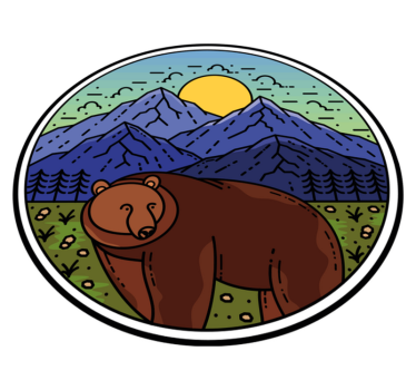 Medvés hegy kerek vinil szőnyeg állat - TenStickers