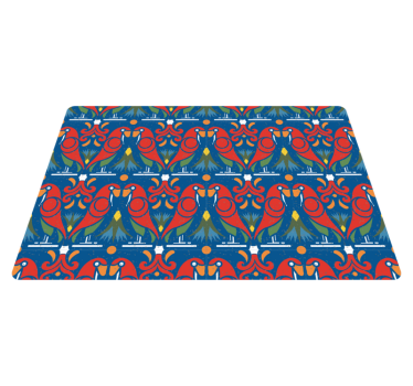 Állatos vinil szőnyeg - virágos design kék háttérrel - TenStickers