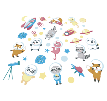 Aranyos állatos űrhajós vinil szőnyeg - TenStickers
