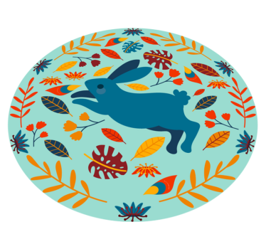 Játékos nyúl illusztráció vinil szőnyeg Állat - TenStickers